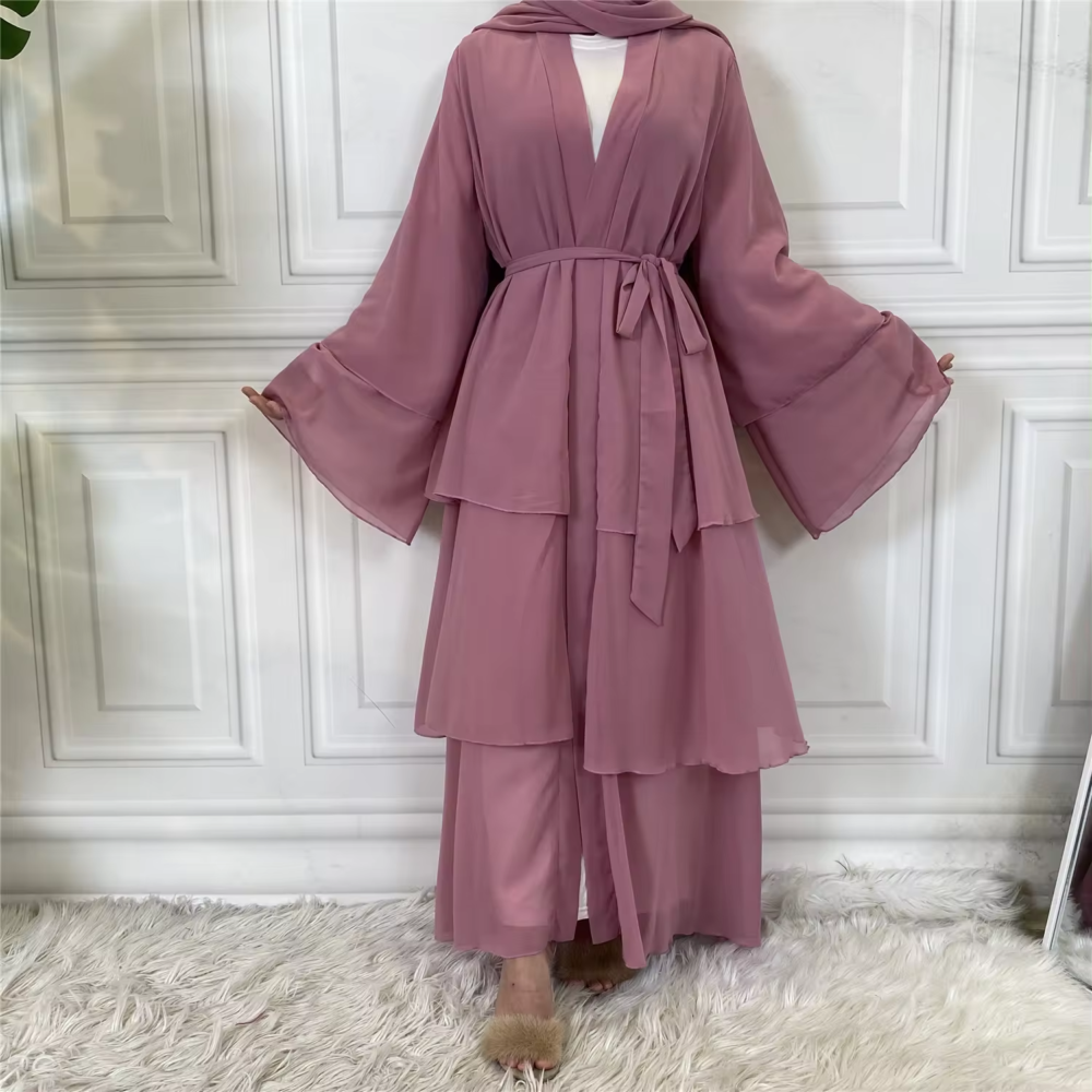 Three Layer Chiffon Abaya