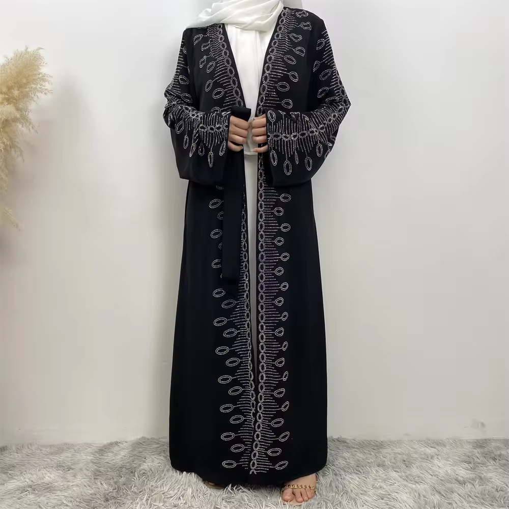 Hot Drill open front abaya