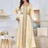 Gold Foil Tape Luxury Mulism Robe Embellished Kaftan