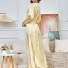 Gold Foil Tape Luxury Mulism Robe Embellished Kaftan