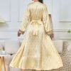 Gold Foil Tape Luxury Mulism Robe Embellished Kaftan