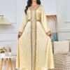 Gold Foil Tape Luxury Mulism Robe Embellished Kaftan