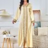 Gold Foil Tape Luxury Mulism Robe Embellished Kaftan