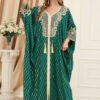 Gold Foil Tassel Decor Green Muslim Kaftan