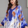 Oversized Watercolor Pattern Polyester Kaftan