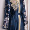 Floral Embroidered Blue Modern Abaya Robe Dress