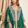 Gold Foil Tassel Decor Green Muslim Kaftan