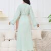 Pearl Decor Beads Embroidered Mint Green Kaftan Dress