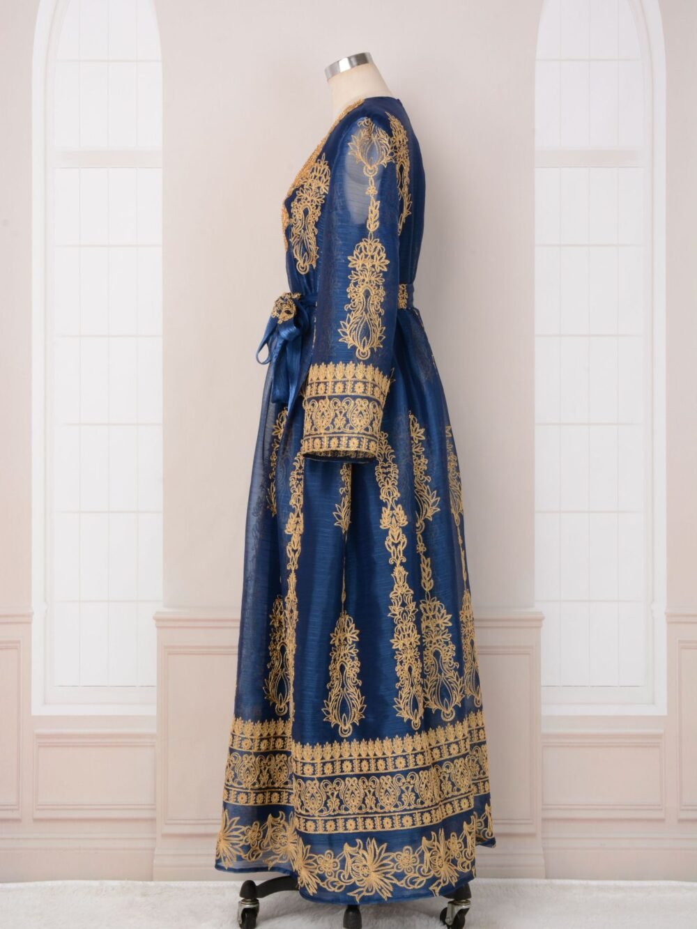 Beaded Embroidered Blue Kaftan Dress