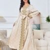 Rhinestone Embroidered Satin Kaftan