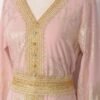 Gold Foil Belted Kaftan Dress