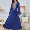 Beaded Embroidered Muslim Blue Caftan Dress