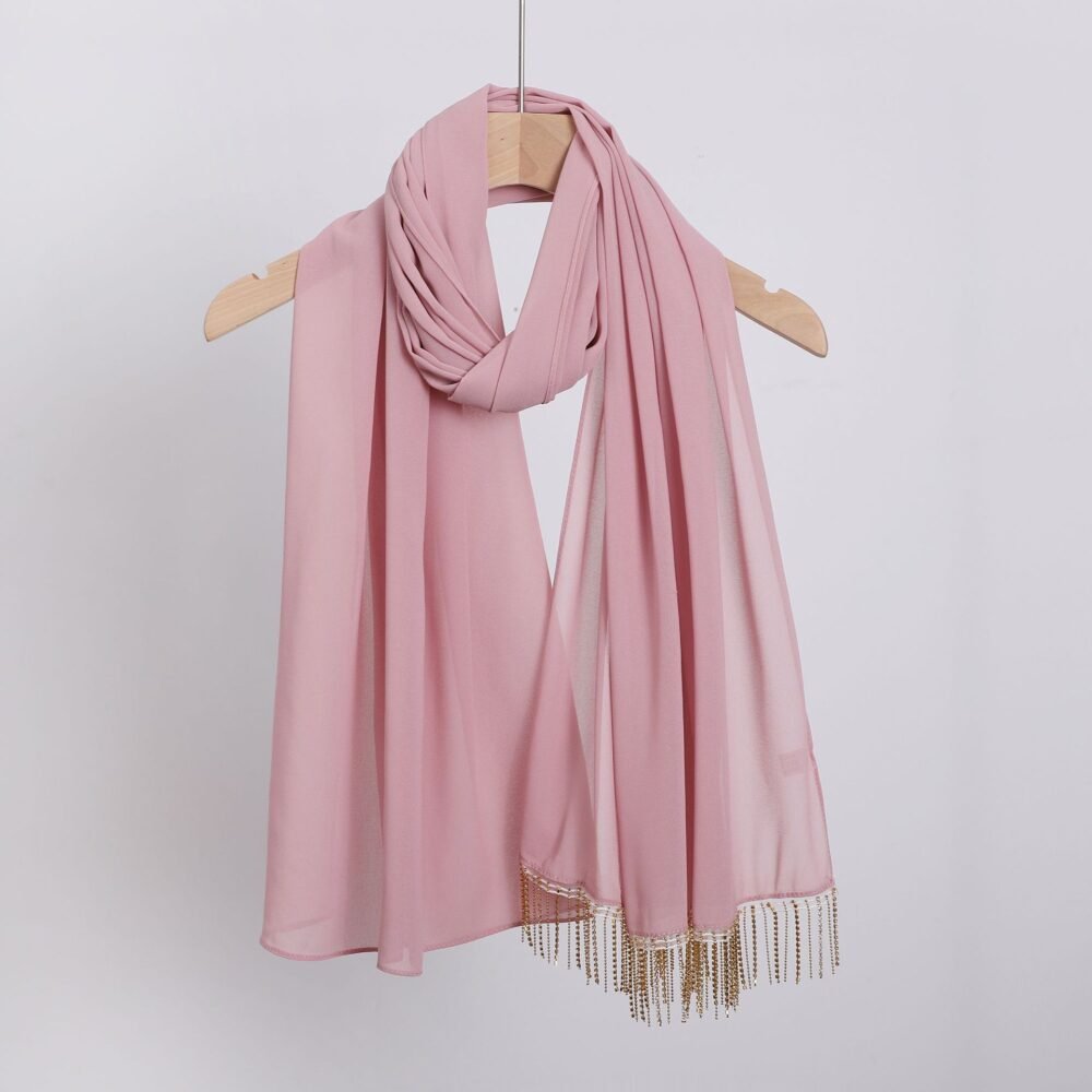 Chiffon Hijab With Metalic Fringe