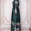 Floral Embroidered Green Kaftan Dress