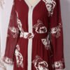 V Neckline Maroon Embroidered Muslim Abaya Dress