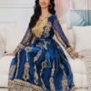 Beaded Embroidered Blue Kaftan Dress