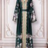 Floral Embroidered Green Kaftan Dress