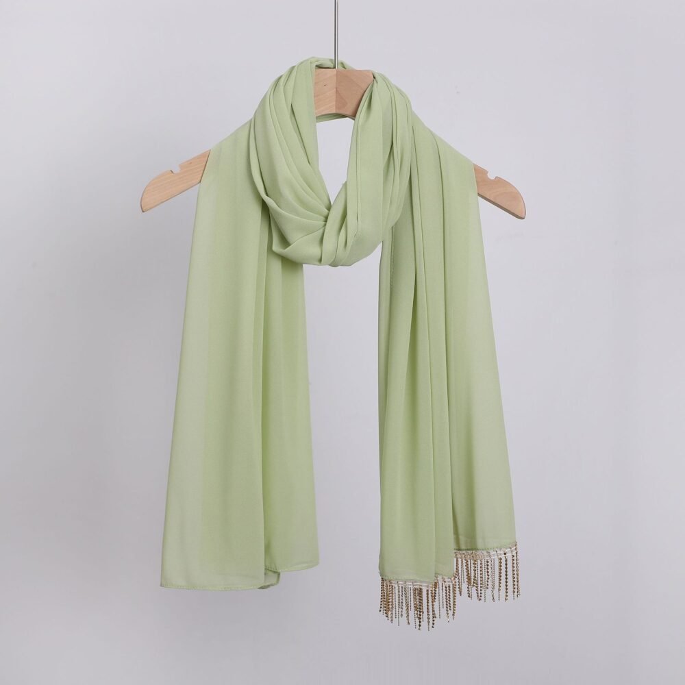 Chiffon Hijab With Metalic Fringe