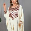 Jacquard Tassel White Muslim Women White Kaftan