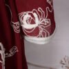 V Neckline Maroon Embroidered Muslim Abaya Dress