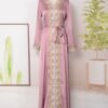 Sequnis Embroidery Green Belted Kaftan Dress