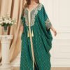 Gold Foil Tassel Decor Green Muslim Kaftan