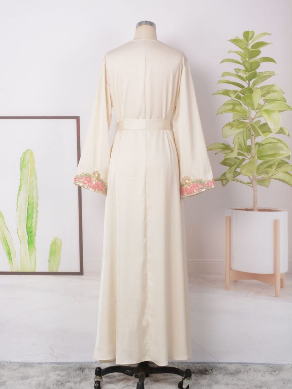 Beaded Embroidered Belted Kaftan Dress