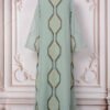 Sequins Beading Embroidered Chiffon Mint Green Kaftan Dress