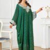 Plus size Oversized Embroidered Green Kaftan