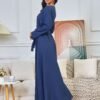 Muslim Modest Maxi Blue Embroideried Dress