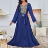 Beaded Embroidered Muslim Blue Caftan Dress