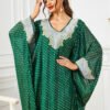 Plus size Oversized Embroidered Green Kaftan