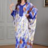 Oversized Watercolor Pattern Polyester Kaftan