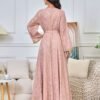 Gold Foil Pattern Bell Sleeve Muslim Caftan Dress