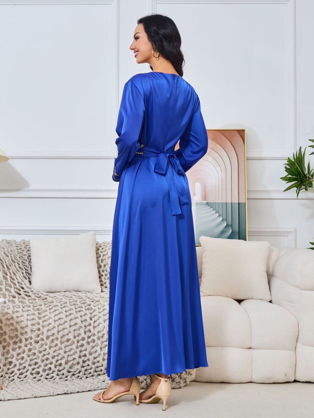 Embroidered Blue Kaftan Dress