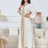 Gold Foil Trim Embellishment Muslim Kaftan Dress