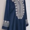 Notched Collar Solid Color Embroidered Kaftan Dress