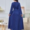 Beaded Embroidered Muslim Blue Caftan Dress