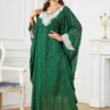 Plus size Oversized Embroidered Green Kaftan