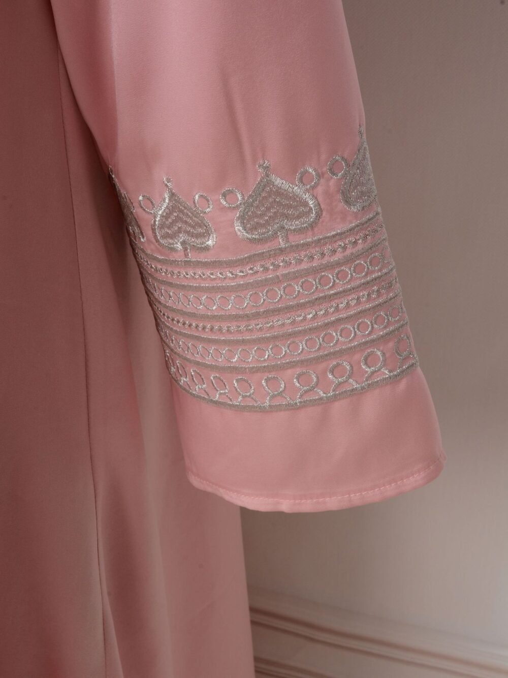 Notched Collar Solid Color Embroidered Kaftan Dress