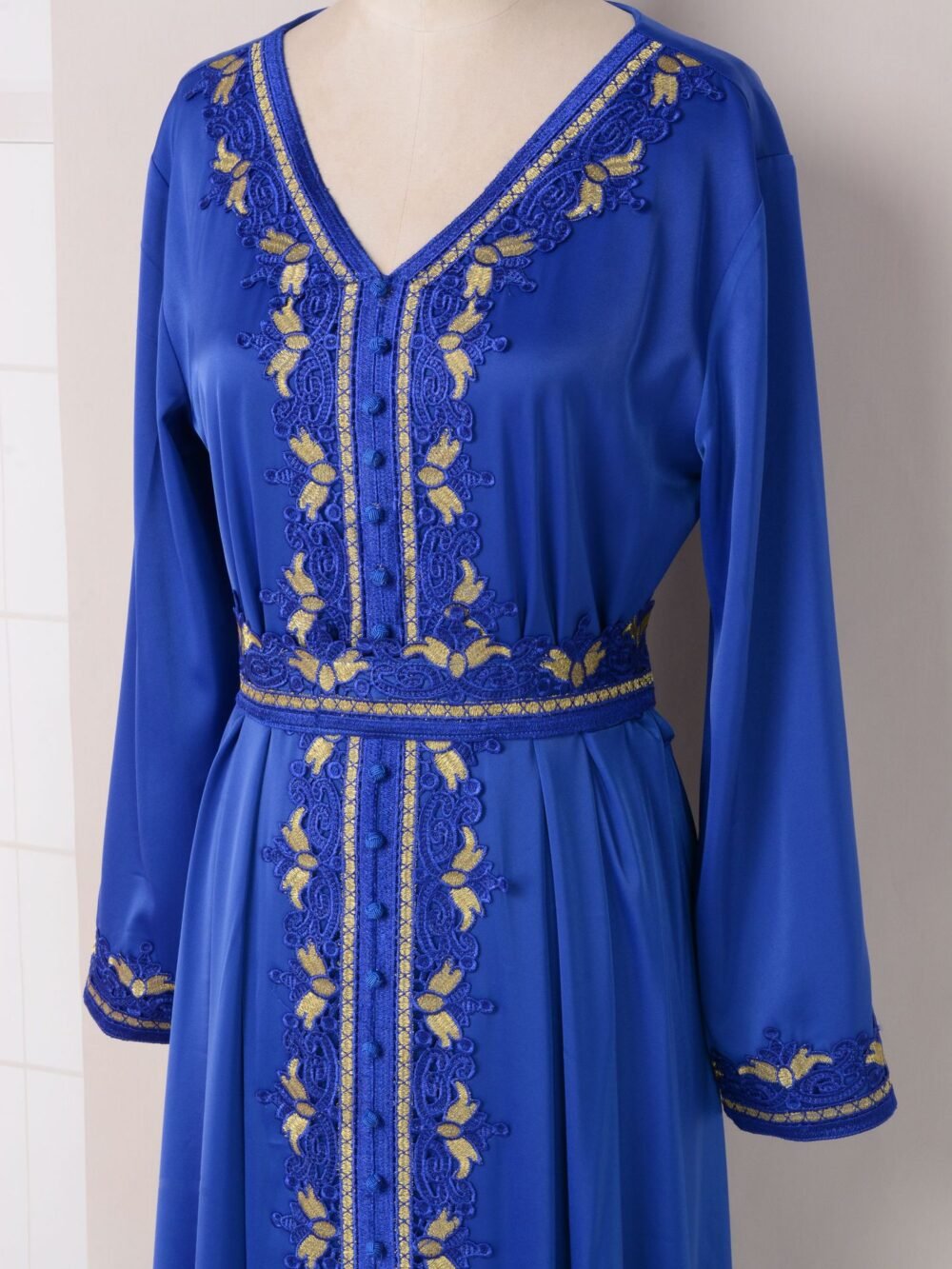 Embroidered Blue Kaftan Dress