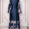 Floral Embroidered Blue Modern Abaya Robe Dress