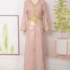 Gold Foil Belted Kaftan Dress