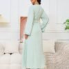 Pearl Decor Beads Embroidered Mint Green Kaftan Dress