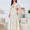 Gold Foil Diamond Embroidered Kaftan Dress