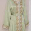 Beaded Embroidery Green Belted Kaftan Dress