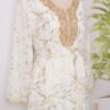 Gold Foil Diamond Embroidered Kaftan Dress