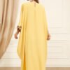 Plus Size Embroidered Batwing Sleeve Yellow Kaftan