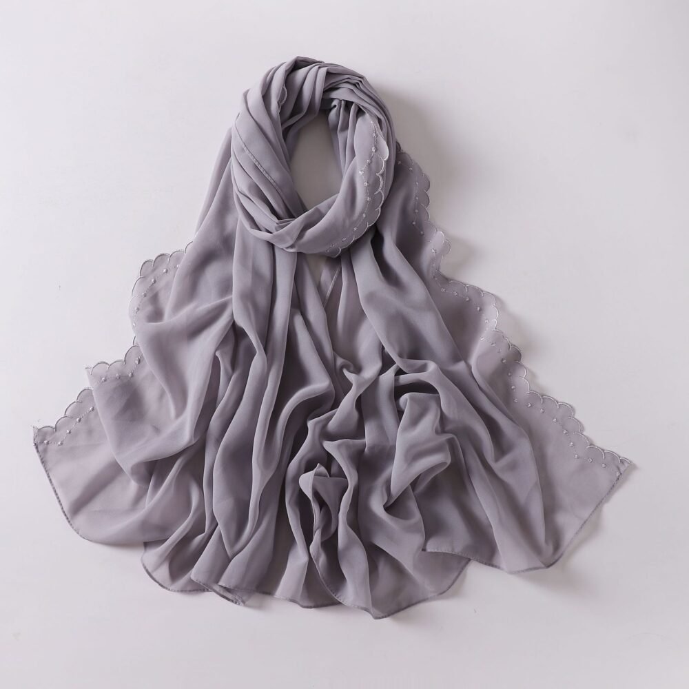 Muslim Women Embroidered Headscarf Chiffon Hijab