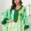 Oversized Watercolor Pattern Polyester Kaftan